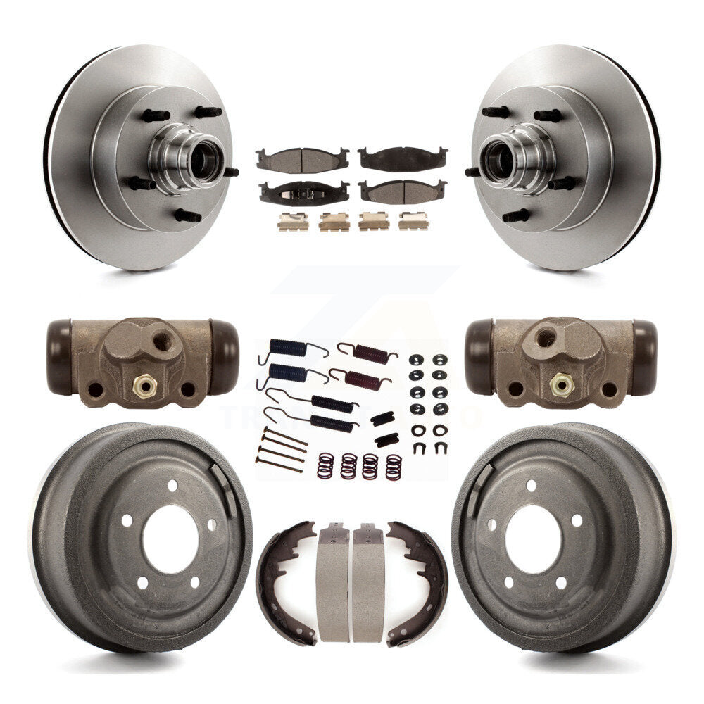 Kit de tambour à plaquettes semi-métalliques pour Rotor de frein avant et arrière (9 pièces) pour Ford E-150 Econolin