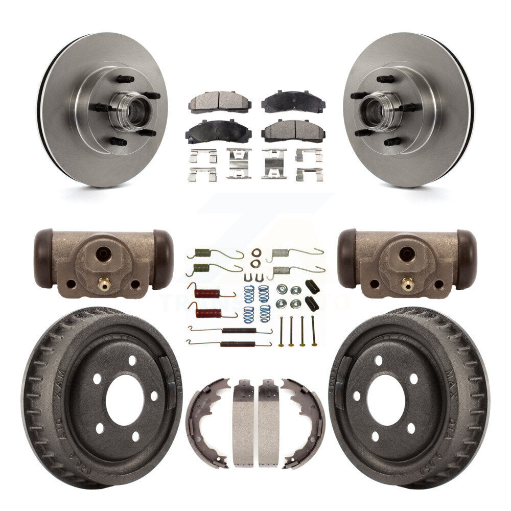 Rotor de frein à disque avant et arrière, plaquettes semi-métalliques et Kit de tambour (9 pièces) pour la gamme Ford