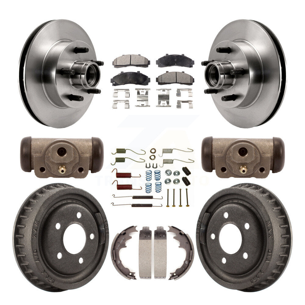 Rotor de frein à disque avant et arrière, plaquettes semi-métalliques et Kit de tambour (9 pièces) pour la gamme Ford