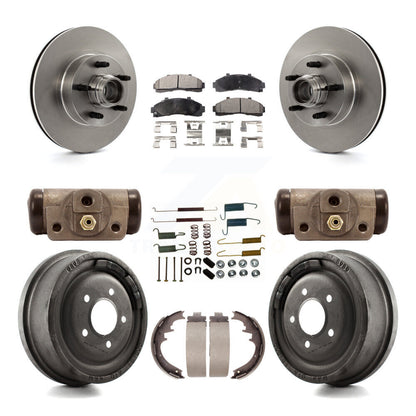 Rotor de frein à disque avant et arrière, plaquettes semi-métalliques et Kit de tambour (9 pièces) pour la gamme Ford