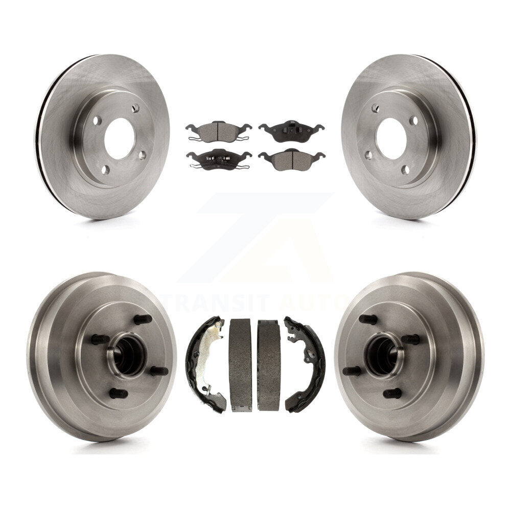 Rotors de frein à disque avant et arrière, plaquettes semi-métalliques et Kit de tambour pour Ford Focus