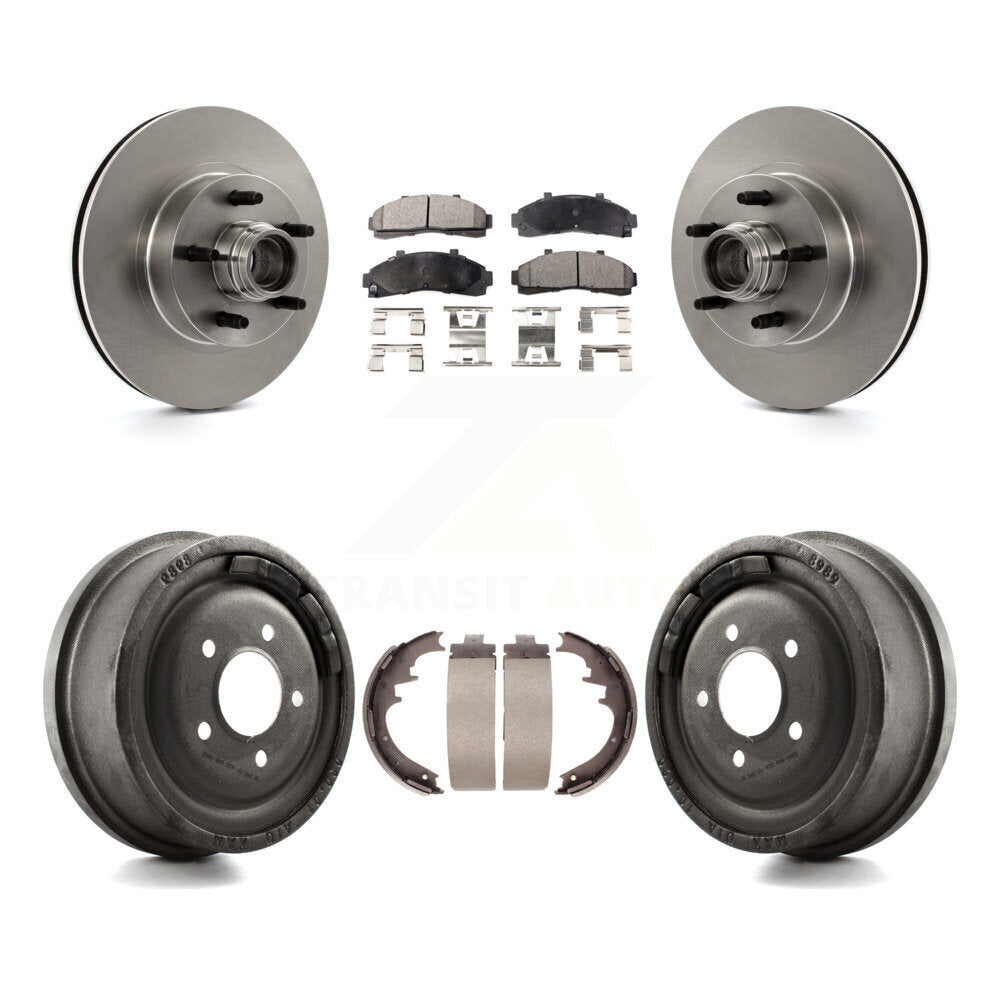 Rotors de frein à disque avant et arrière, plaquettes semi-métalliques et Kit de tambour pour la gamme Ford