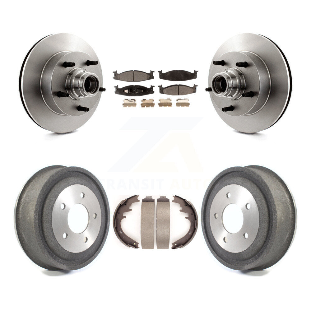 Rotors de frein avant et arrière, Kit de tambour à plaquettes semi-métalliques pour Ford E-150 Econoline Clu