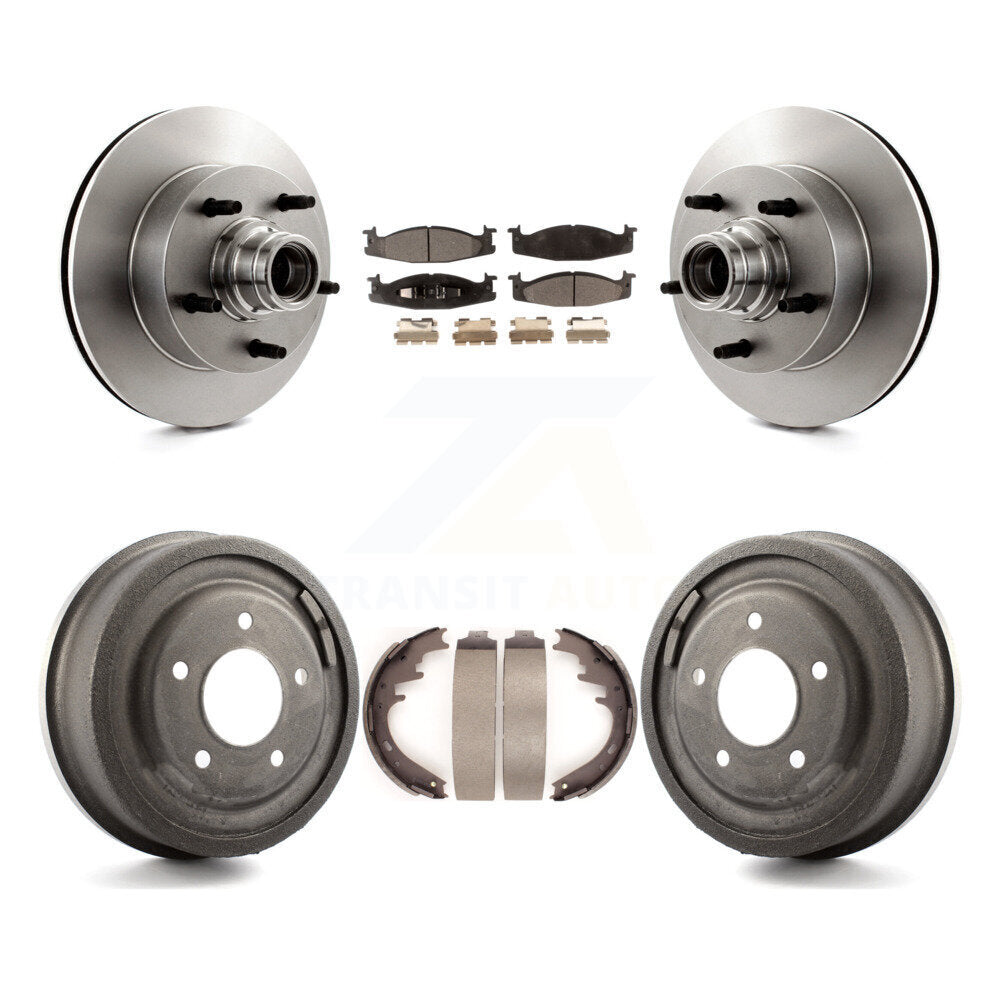 Rotors de frein avant et arrière, Kit de tambour à plaquettes semi-métalliques pour Ford E-150 Econoline Clu