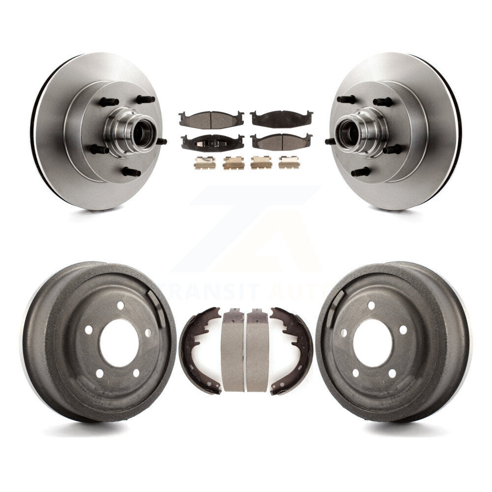 Rotors de frein avant et arrière, Kit de tambour à plaquettes semi-métalliques pour Ford E-150 Econoline Clu