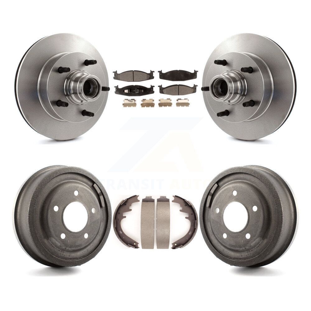 Rotors de frein à disque avant et arrière, Kit de tambour à plaquettes semi-métalliques pour Ford E-150 Econolin