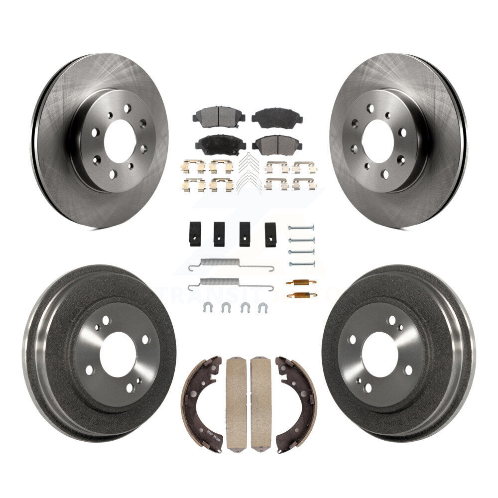 Rotor de frein à disque avant et arrière, Kit de plaquettes et de tambour semi-métalliques (7 pièces) pour Honda Civi