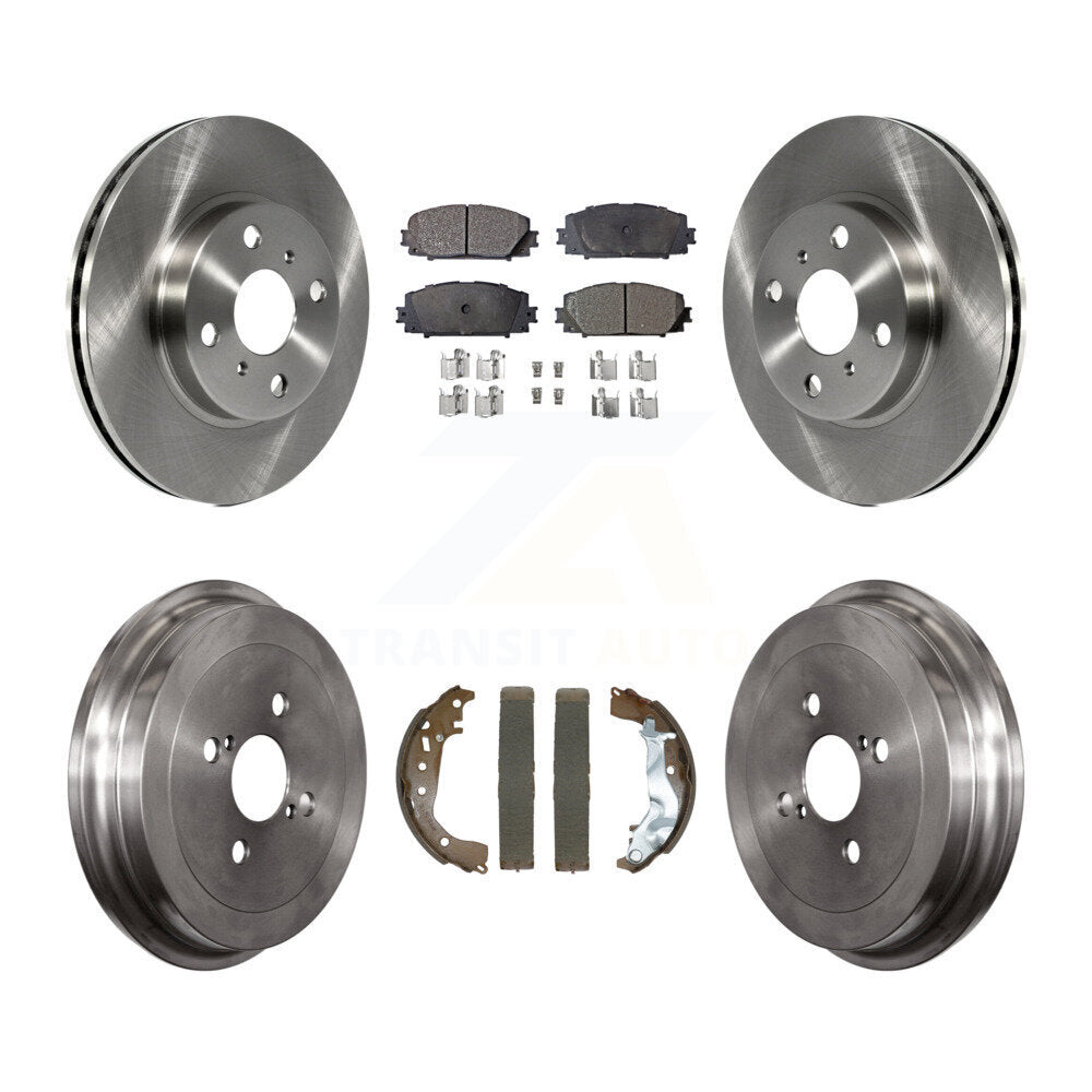 Rotors de frein à disque avant et arrière, plaquettes semi-métalliques et Kit de tambour pour Toyota Yaris