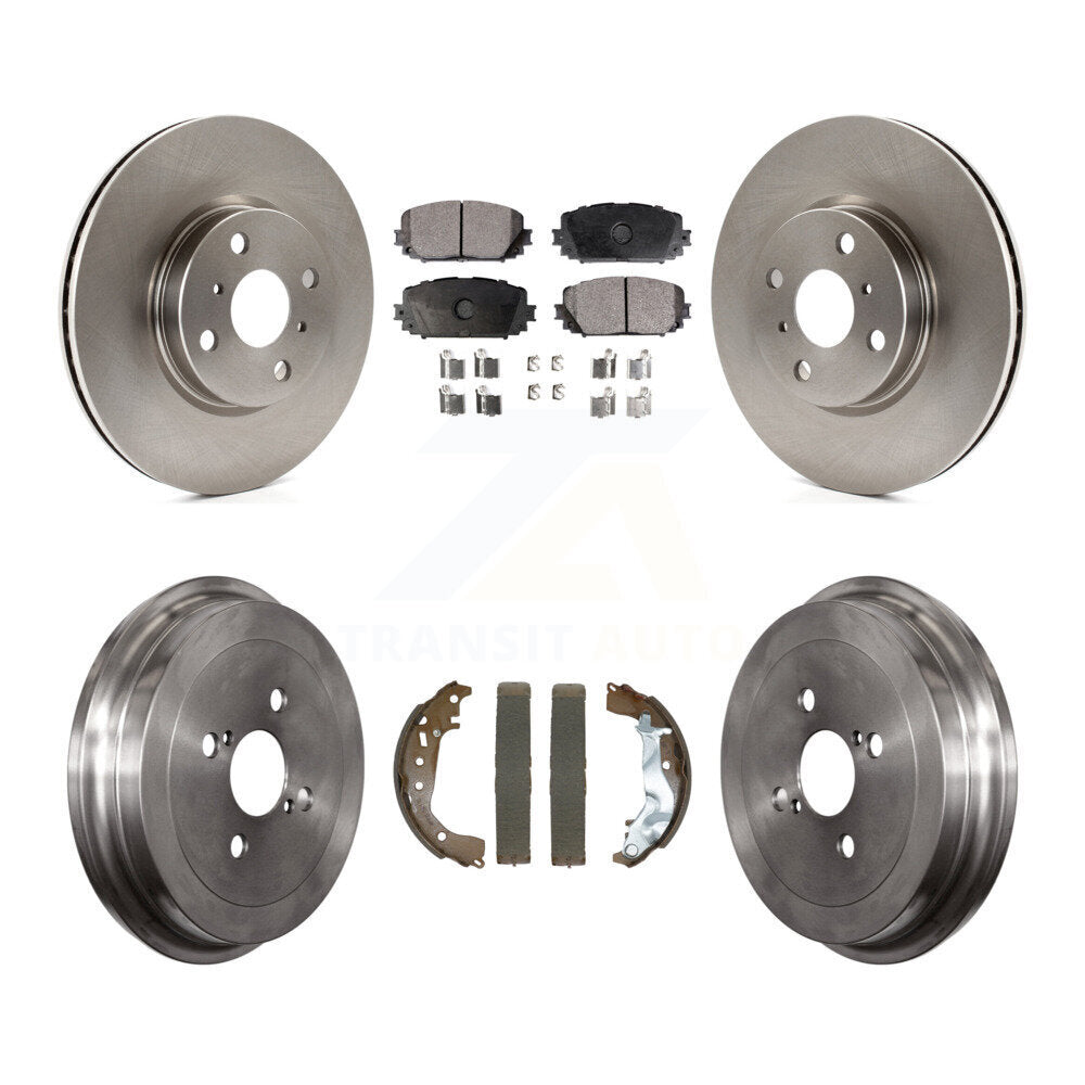 Rotors de frein à disque avant et arrière, plaquettes semi-métalliques et Kit de tambour pour Toyota Yaris