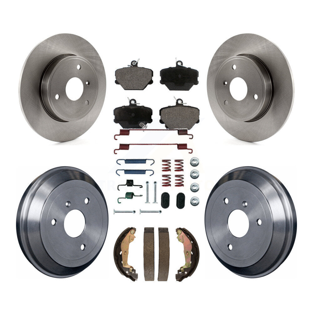 Rotors de frein à disque avant et arrière, Kit de tampons et de tambour semi-métalliques (7 pièces) pour Smart Fortw