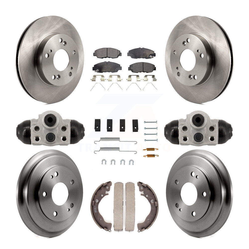Rotor de frein à disque avant et arrière, Kit de plaquettes et de tambour semi-métalliques (9 pièces) pour Honda Civi
