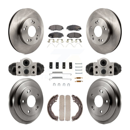 Rotor de frein à disque avant et arrière, Kit de plaquettes et de tambour semi-métalliques (9 pièces) pour Honda Civi
