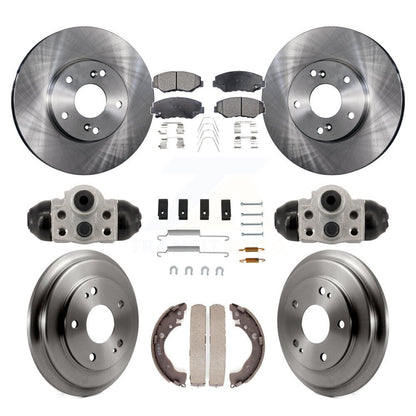 Rotor de frein à disque avant et arrière, Kit de plaquettes et de tambour semi-métalliques (9 pièces) pour Honda Civi
