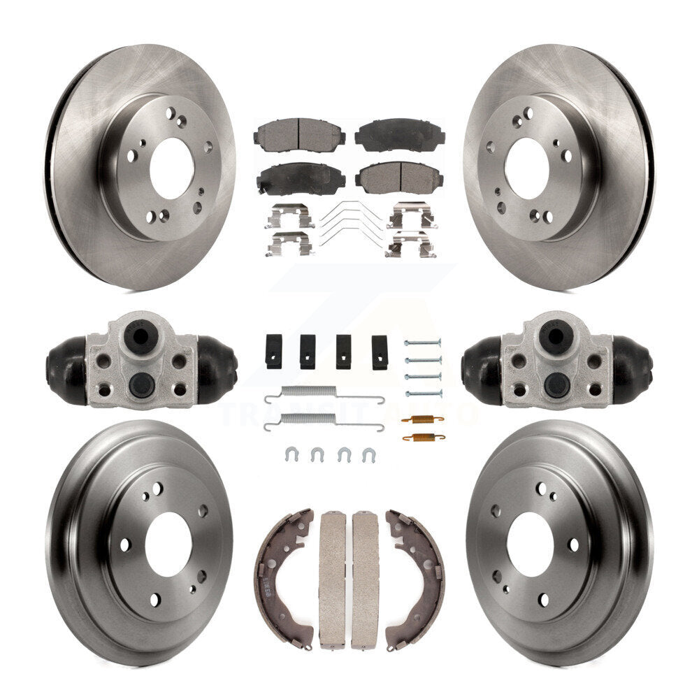Rotor de frein à disque avant et arrière, Kit de plaquettes et de tambour semi-métalliques (9 pièces) pour Honda Civi