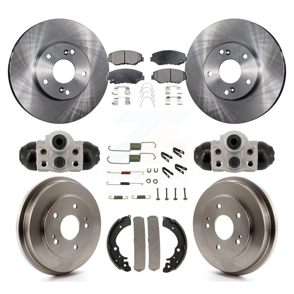 Rotors de frein à disque avant et arrière, plaquettes semi-métalliques et Kit de tambour (9 pièces) pour Honda Fi
