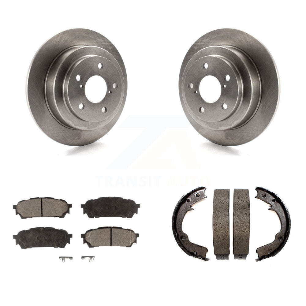 Rear Disc Rotors Semi-Metallic Pads & Parking Shoes Kit For Subaru Impreza Saab