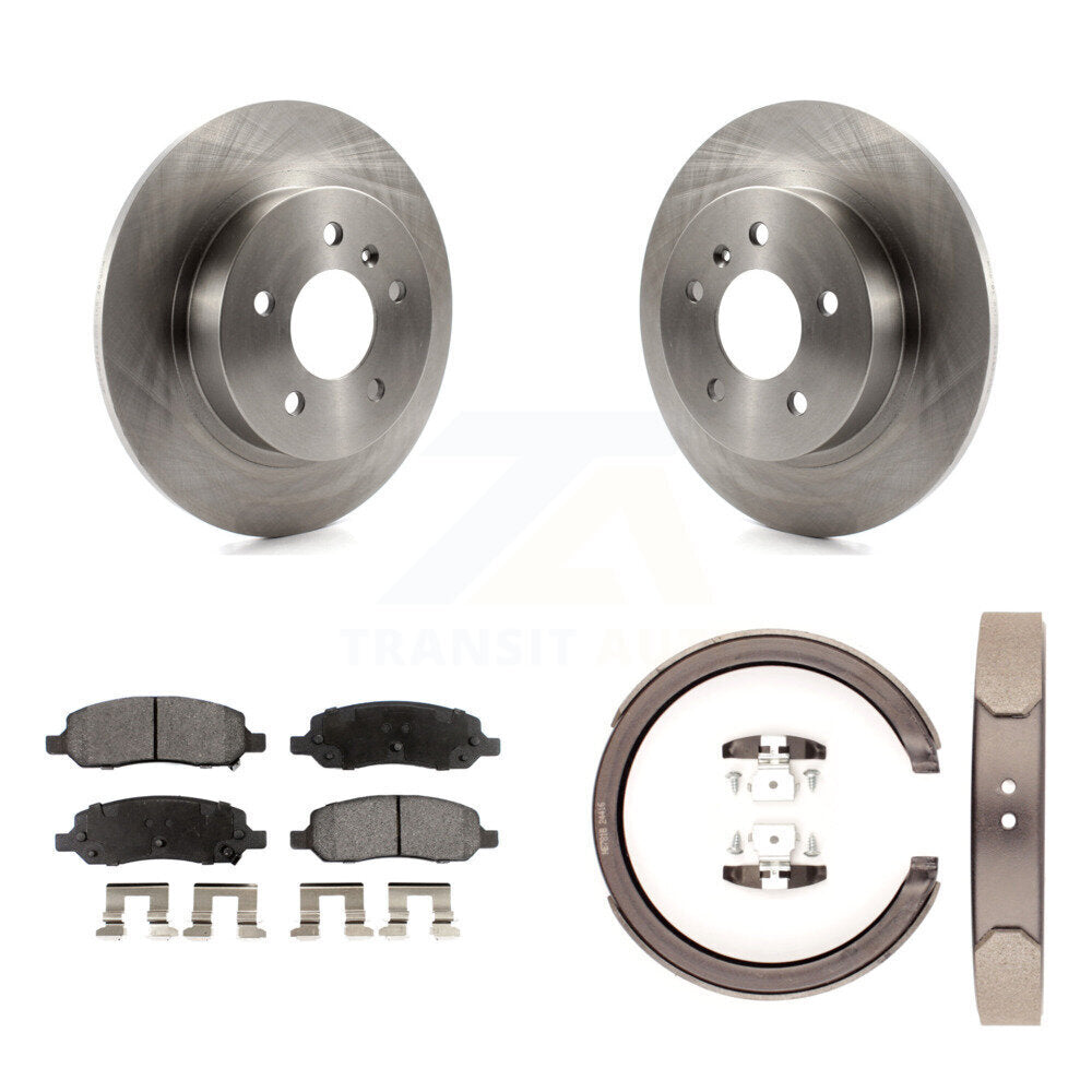 Kit de plaquettes semi-métalliques et de patins de frein de stationnement, Rotors à disque arrière pour Cadillac DT