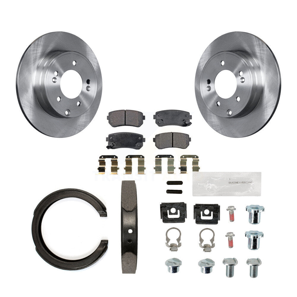 Rotors à disque arrière, plaquettes semi-métalliques, chaussures de stationnement et Kit de matériel pour Hyundai Ki