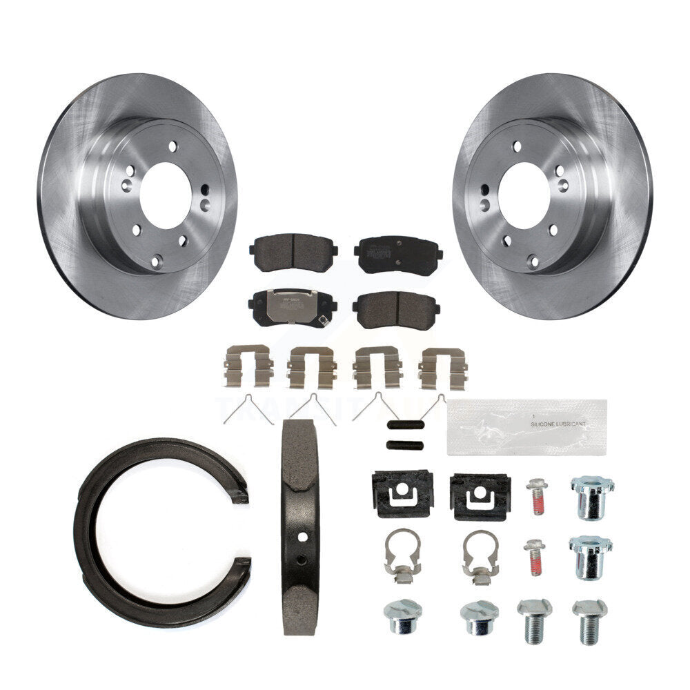 Rotors à disque arrière, plaquettes semi-métalliques, chaussures de stationnement et Kit de matériel pour Kia Optima