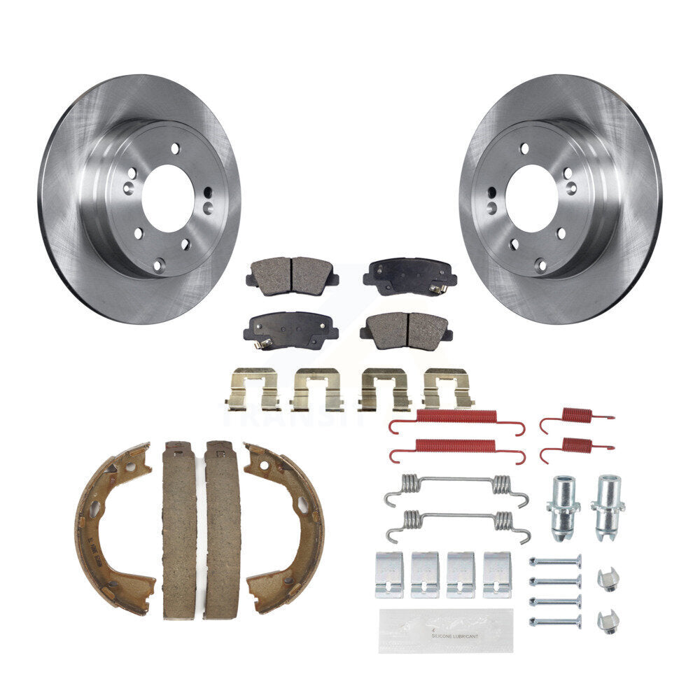 Rotors à disque arrière, plaquettes semi-métalliques, chaussures de stationnement et Kit de matériel pour Hyundai Ki