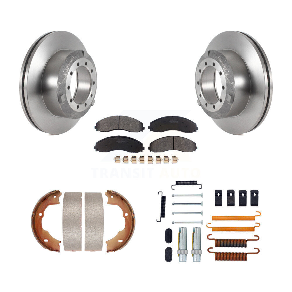 Rotors à disque arrière, patins semi-métalliques, chaussures de stationnement et Kit de quincaillerie pour Ford F-450