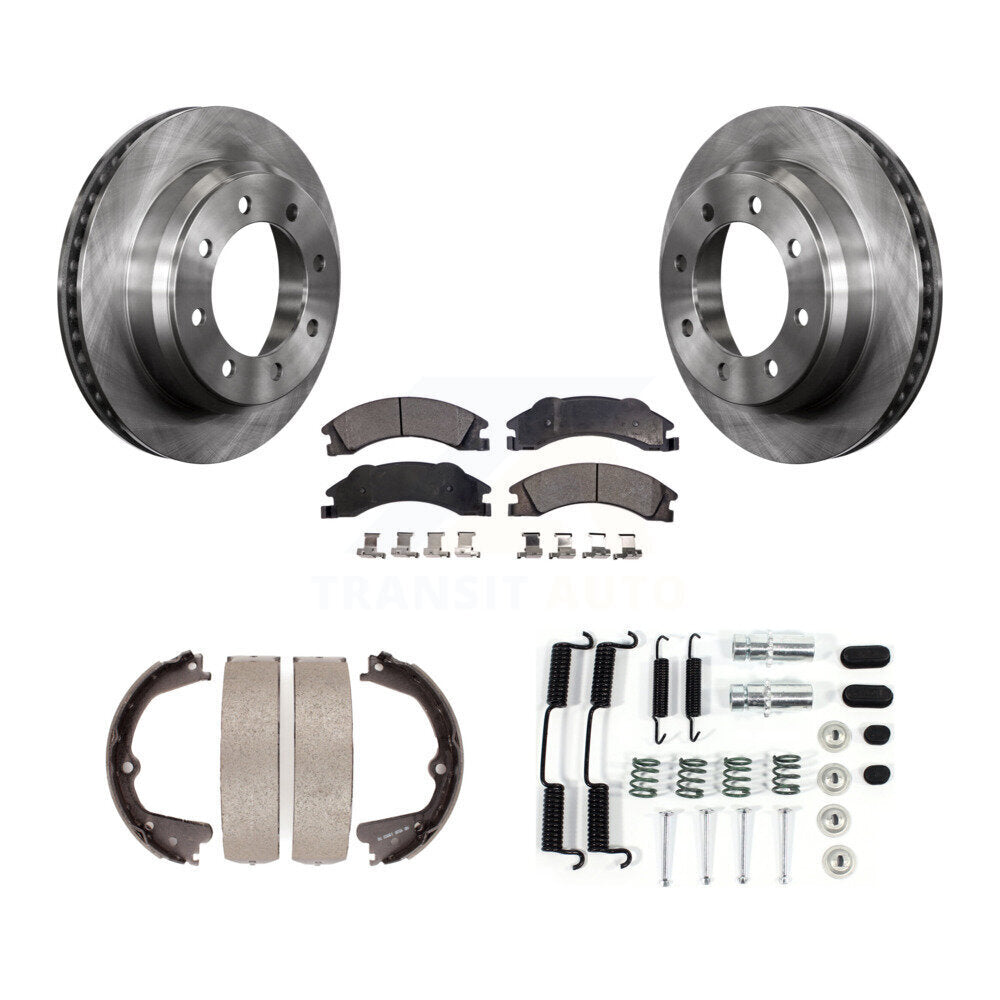 Rotors à disque arrière, patins semi-métalliques, chaussures de stationnement et Kit de quincaillerie pour Ford E-350