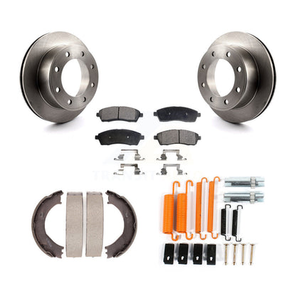Rotors à disque arrière, patins semi-métalliques, chaussures de stationnement et Kit de quincaillerie pour Ford F-350