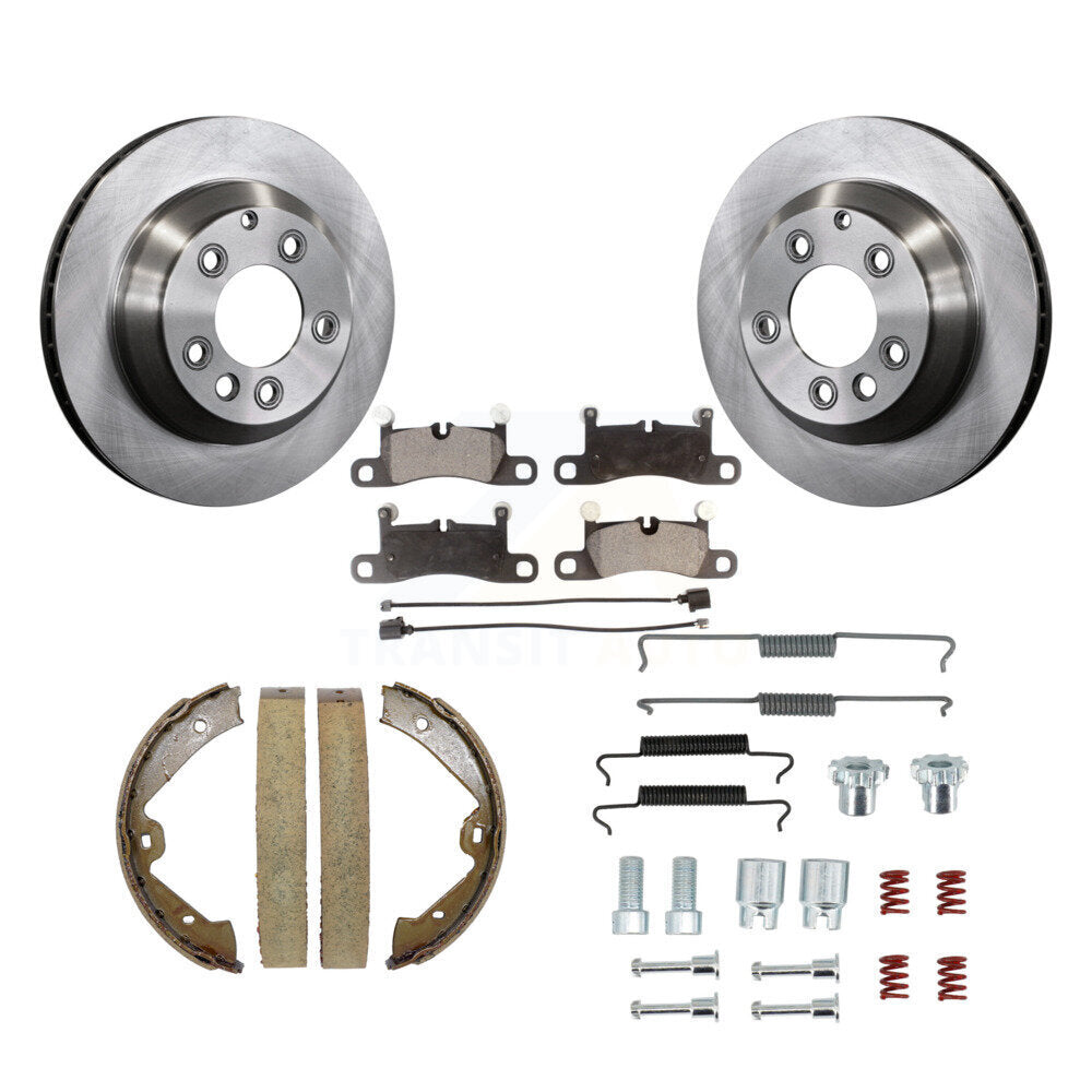 Rotors à disque arrière, plaquettes semi-métalliques, chaussures de stationnement et Kit de quincaillerie pour Volkswagen