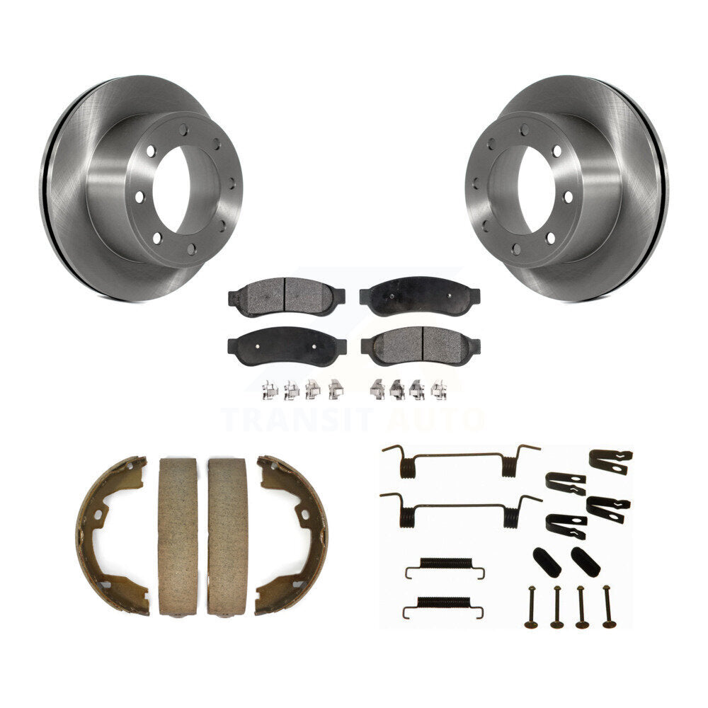 Rotors à disque arrière, patins semi-métalliques, chaussures de stationnement et Kit de quincaillerie pour Ford F-350