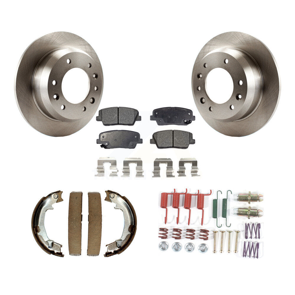 Rotors à disque arrière, plaquettes semi-métalliques, chaussures de stationnement et Kit de matériel pour Kia Sedona