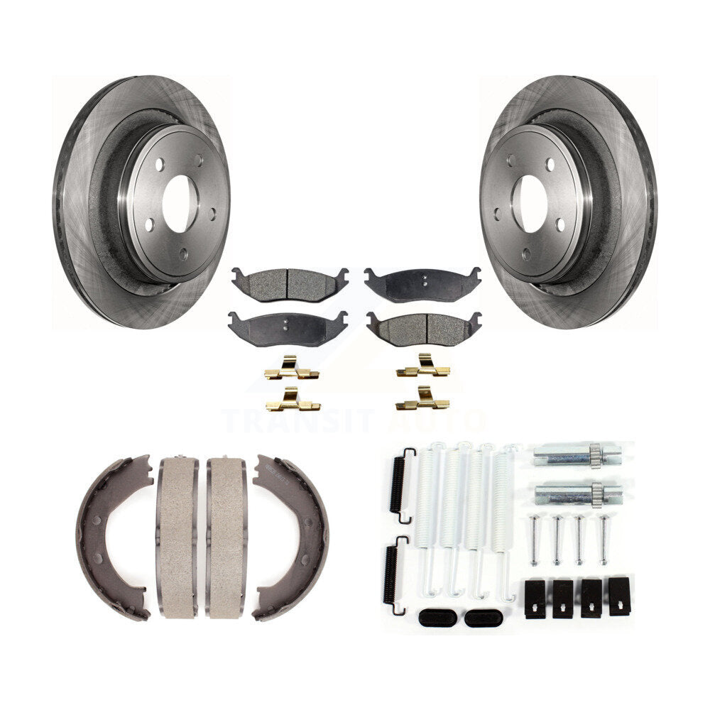 Rotors à disque arrière, patins semi-métalliques, chaussures de stationnement et Kit de quincaillerie pour Dodge Ra