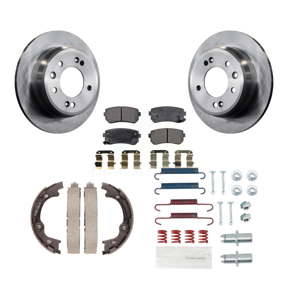 Rotors à disque arrière plaquettes semi-métalliques chaussures de frein de stationnement et Kit de matériel pour