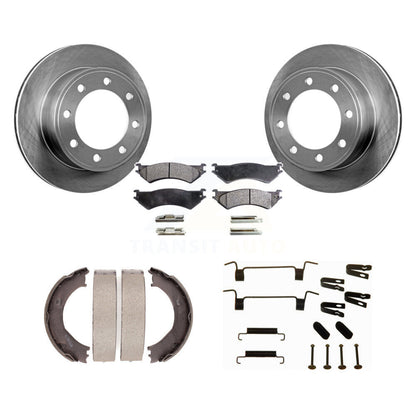 Rotors à disque arrière, patins semi-métalliques, chaussures de stationnement et Kit de quincaillerie pour Ford E-350