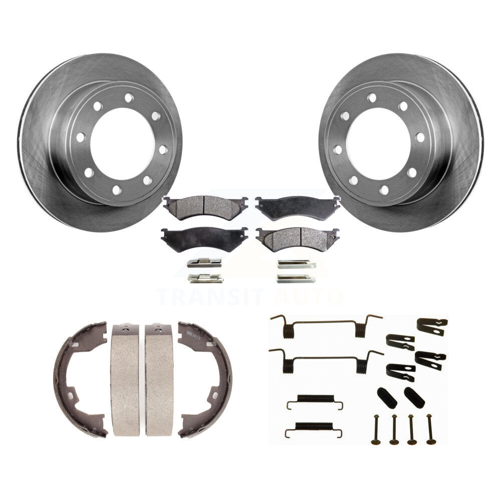 Rotors à disque arrière, patins semi-métalliques, chaussures de stationnement et Kit de quincaillerie pour Ford E-350
