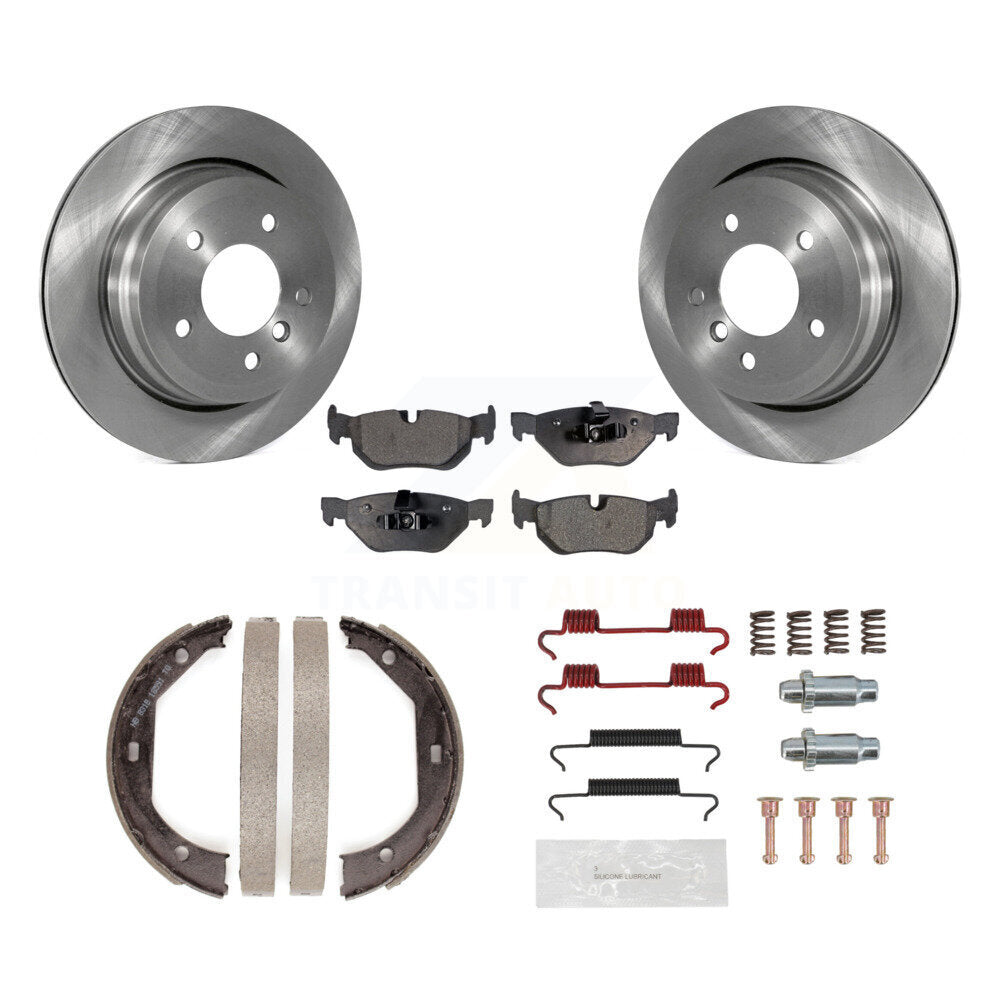 Rotors à disque arrière, patins semi-métalliques, chaussures de stationnement et Kit de quincaillerie pour BMW 328i