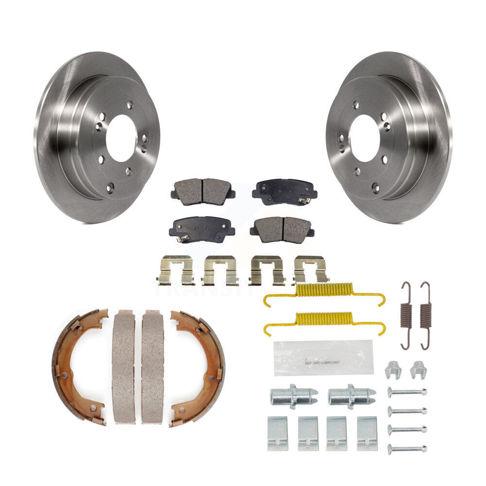 Rotors à disque arrière, plaquettes semi-métalliques, chaussures de stationnement et Kit de matériel pour Kia Amanti