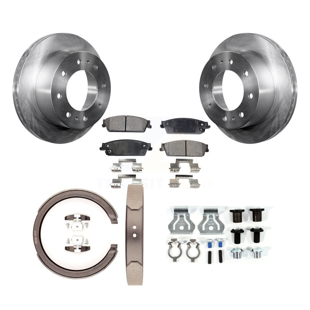 Rotors à disque arrière plaquettes semi-métalliques chaussures de frein de stationnement et Kit de matériel pour