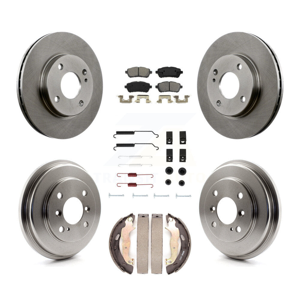 Rotor de frein à disque avant et arrière, plaquettes semi-métalliques et Kit de tambour (7 pièces) pour Ford Fiest