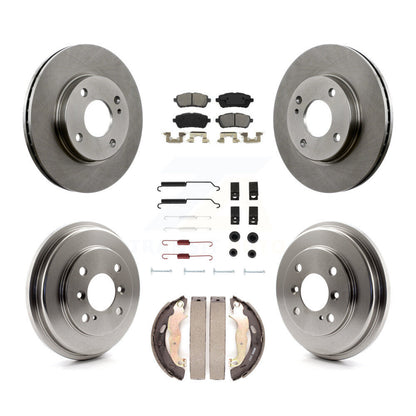 Rotor de frein à disque avant et arrière, plaquettes semi-métalliques et Kit de tambour (7 pièces) pour Ford Fiest