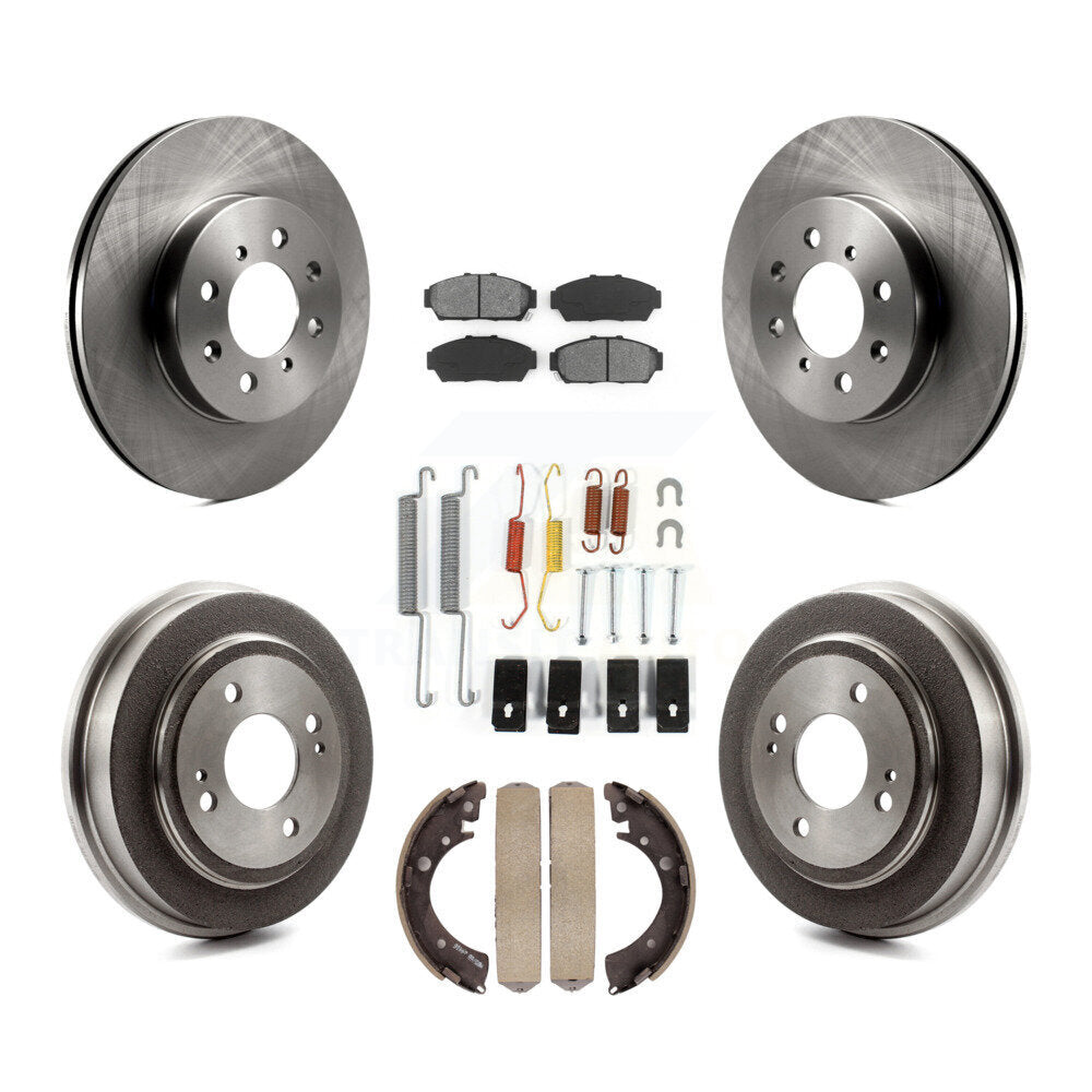 Rotor de frein à disque avant et arrière, Kit de plaquettes et de tambour semi-métalliques (7 pièces) pour Honda Civi