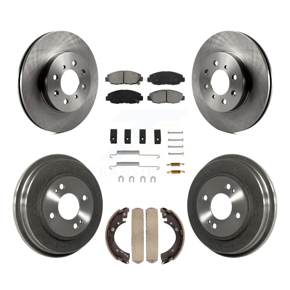 Rotor de frein à disque avant et arrière, Kit de plaquettes et de tambour semi-métalliques (7 pièces) pour Honda Civi
