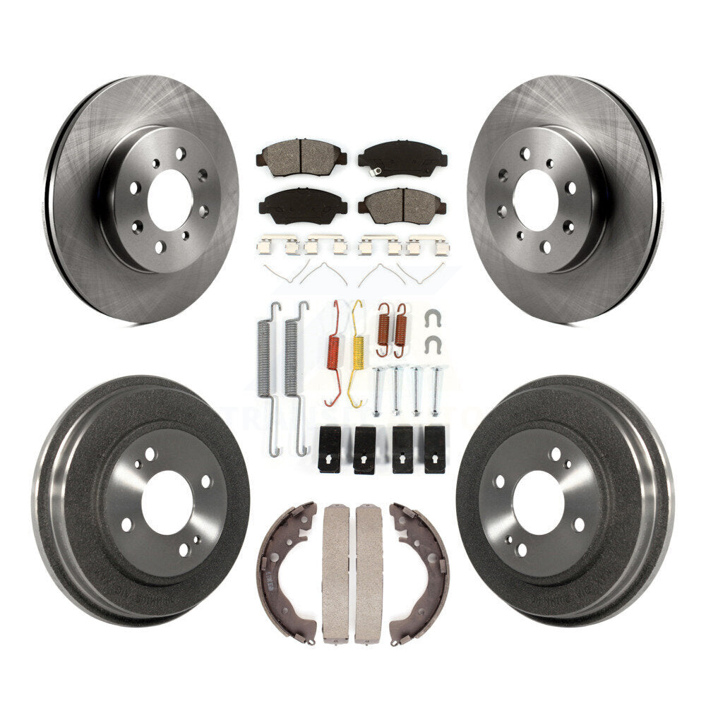 Rotors de frein à disque avant et arrière, plaquettes semi-métalliques et Kit de tambour (7 pièces) pour Honda Fi