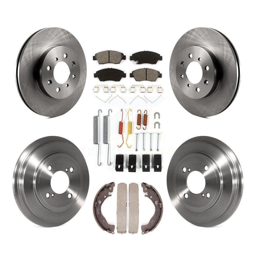 Rotors de frein à disque avant et arrière, plaquettes semi-métalliques et Kit de tambour (7 pièces) pour Honda Fi