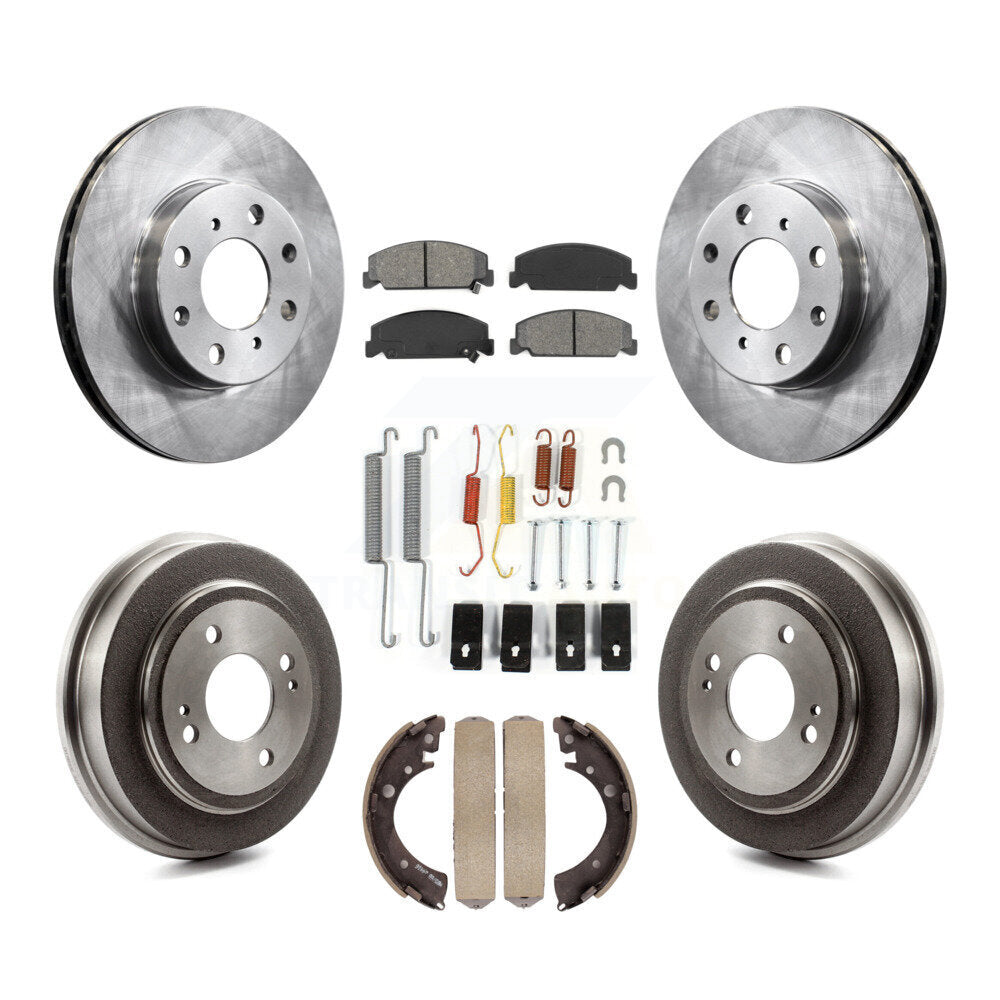 Rotor de frein à disque avant et arrière, Kit de plaquettes et de tambour semi-métalliques (7 pièces) pour Honda Civi