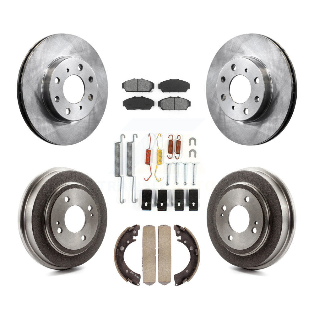 Rotor de frein à disque avant et arrière, Kit de plaquettes et de tambour semi-métalliques (7 pièces) pour Honda Civi
