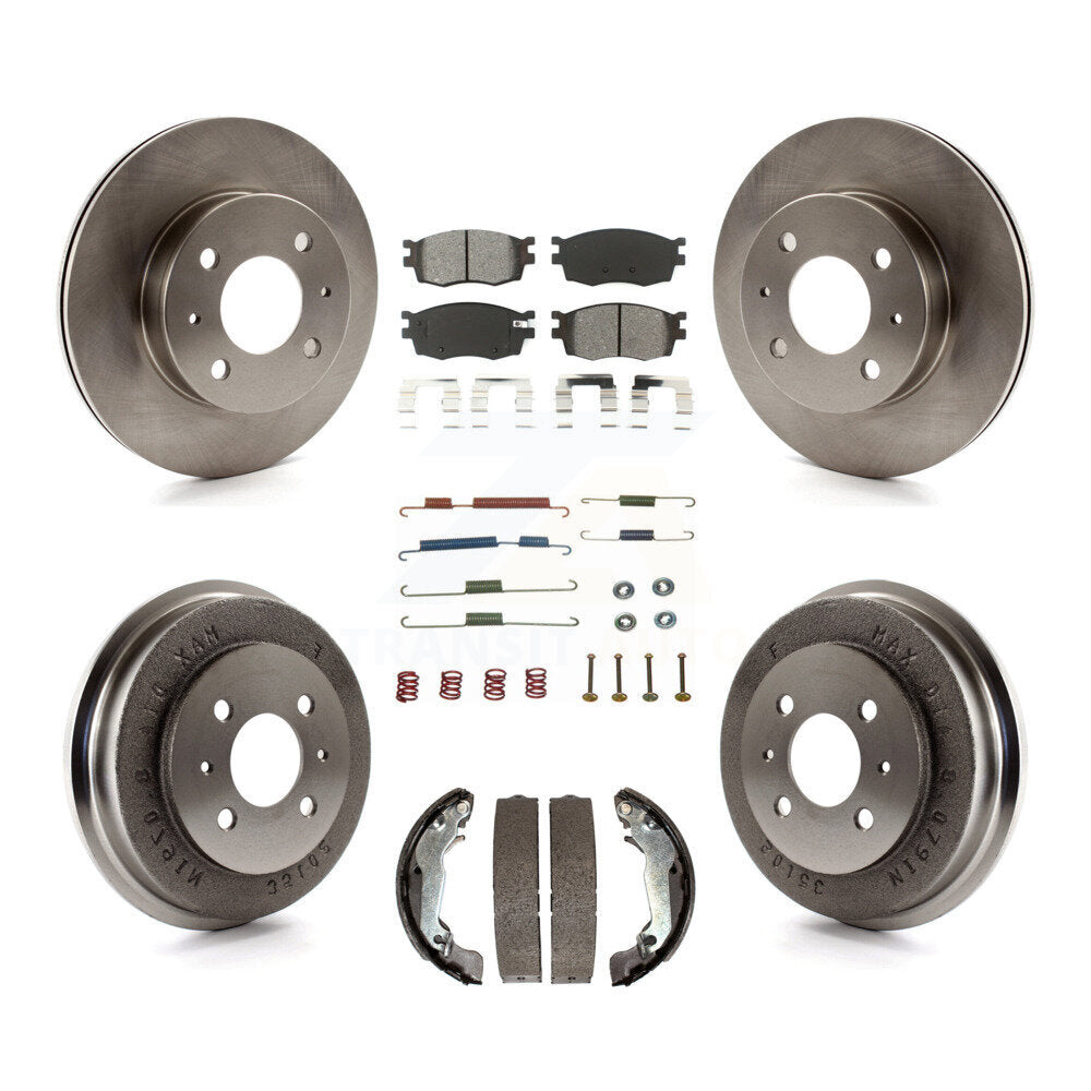 Rotors de frein à disque avant et arrière, Kit de tambour à plaquettes semi-métalliques (7 pièces) pour Hyundai Accen