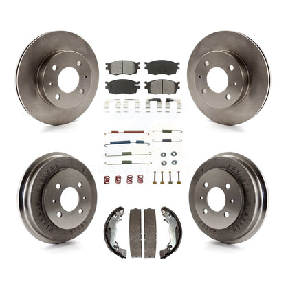 Rotors de frein à disque avant et arrière, Kit de tambour à plaquettes semi-métalliques (7 pièces) pour Hyundai Accen