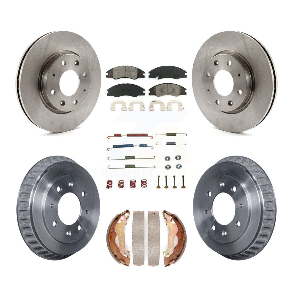 Rotor de frein à disque avant et arrière, Kit de plaquettes et de tambour semi-métalliques (7 pièces) pour Kia Spectr