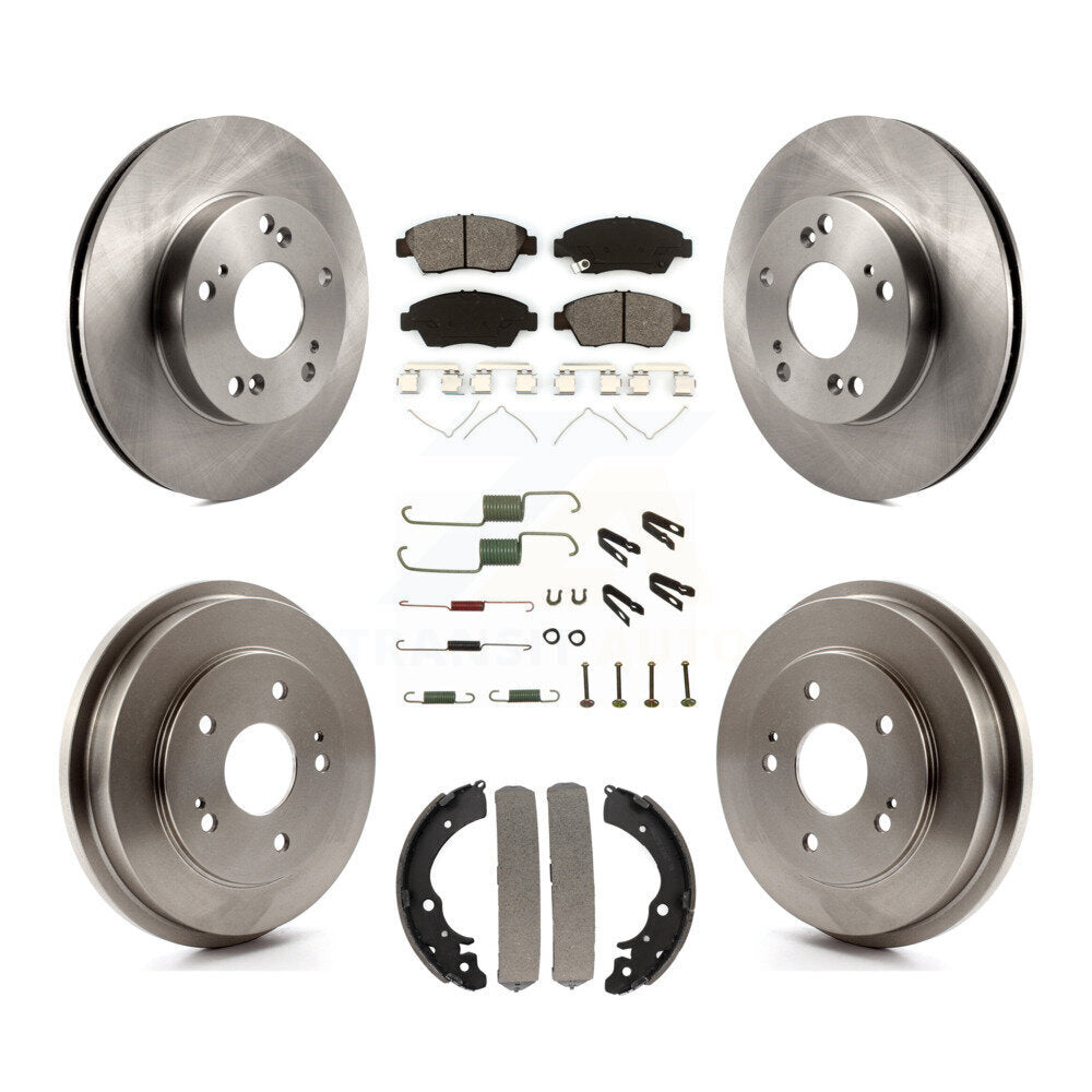 Rotor de frein à disque avant et arrière, Kit de plaquettes et de tambour semi-métalliques (7 pièces) pour Honda Civi