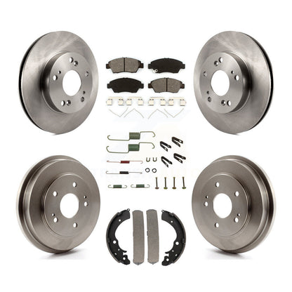 Rotor de frein à disque avant et arrière, Kit de plaquettes et de tambour semi-métalliques (7 pièces) pour Honda Civi
